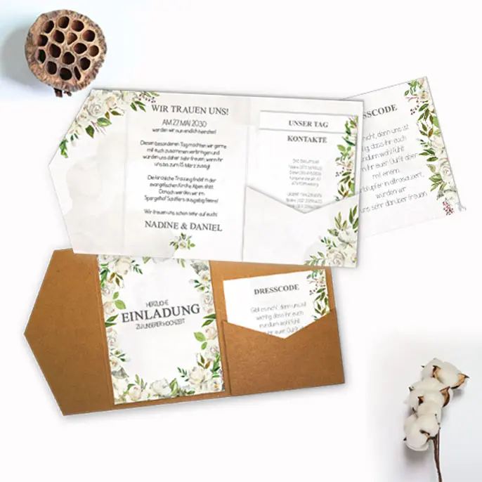 Hochzeitseinladung im Pocketfold Design
