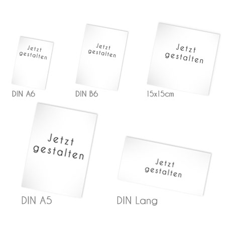 Einlegekarten mit unserem Online-Konfigurator gestalten DIN A6,  B6, A5, 15x15cm & DIN Lang
