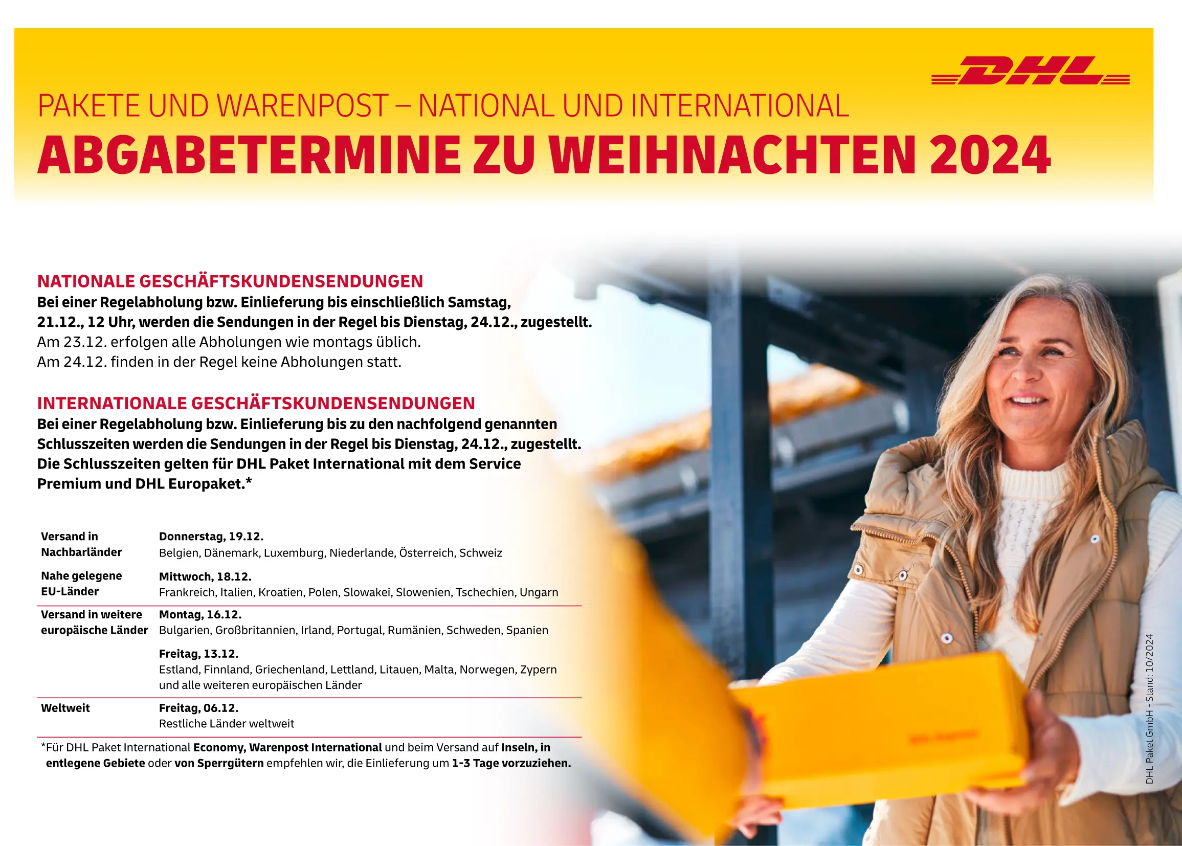 Versandzeiten DHL