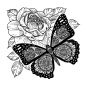 Preview: Crafty Individuals - Gummistempel "Butterfly and Rose" Unmounted Rubber Stamps 