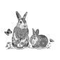 Preview: Crafty Individuals - Gummistempel "Two Happy Bunnies" Unmounted Rubber Stamps 