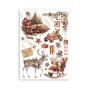 Preview: Stamperia - Washi Papier "Gear up for Christmas" Washi Pad 14,8x21cm - 8 Bogen