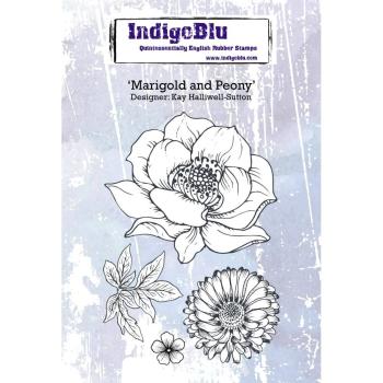 IndigoBlu "Marigold and Peony" A6 Rubber Stamp