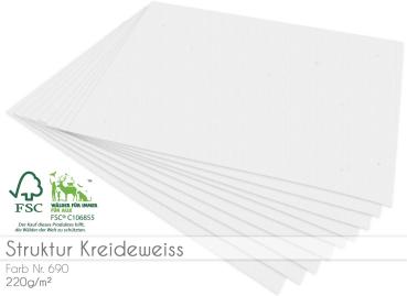 Cardstock "Struktur" - Bastelpapier 220g/m² DIN A4 in struktur kreideweiss