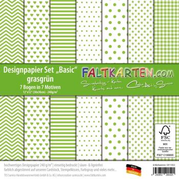 Designpapier 12"x12" 170gr "Basic Set" in grasgrün