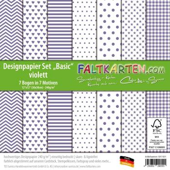 Designpapier 12"x12" 170gr "Basic Set" in violett