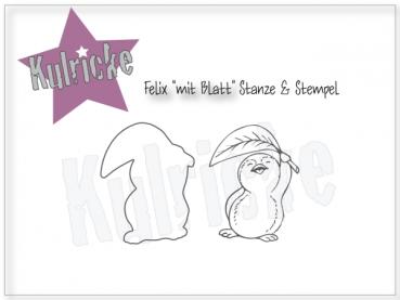 Kulricke Stempel & Stanzenset "Pinguin Felix mit Blatt"