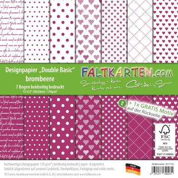 Designpapier 12"x12" beidseitig "Double Basic" in brombeere