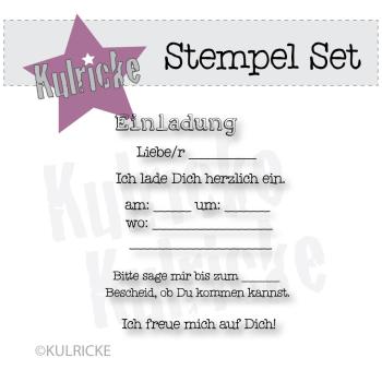 Kulricke Stempelset "Geburtstag Einladung" Clear Stamp