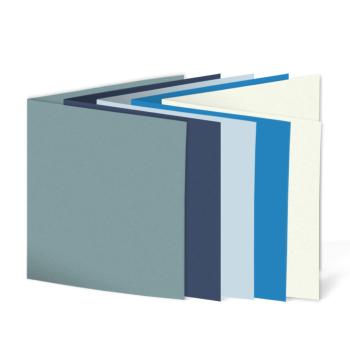 Sortiment "Blautöne" 25x Faltkarten in 5 Farben Format 15x15cm - farbig sortiert