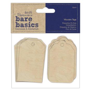 Papermania Burlap "Wooden Tags" (12Stk) Holz-Streuteile