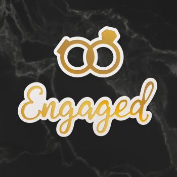 Couture Creations Cut, Foil & Emboss Die "Engaged Sentiment & Rings Mini"