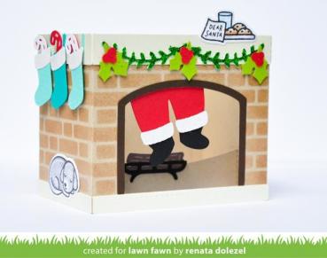 Lawn Fawn Craft Dies - Shadow Box Card Fireplace Add-On