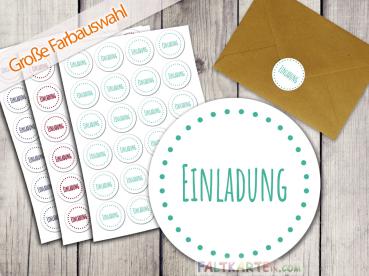 Aufkleber - Sticker 24 Stück "Einladung Punkte" 4cm ø Farbauswahl