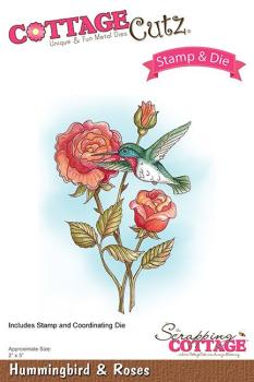 Scrapping Cottage Die & Clear Stamp - Hummingbird & Roses