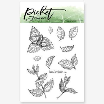 Picket Fence Studios Leaves for Flowers 3x4 Inch Clear Stamps 