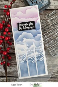 Picket Fence Studios Slim Line Cloud Coverage 4x10 Inch Stencil - Schablone