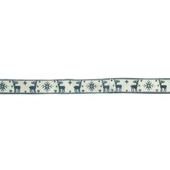 Vaessen Motivband 15mm "Reindeer-Snowflake Grau/Weiss" 2m