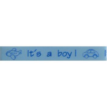 Vaessen Motivband/Text 10mm "It's A Boy - Blau" 6m
