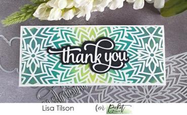 Picket Fence Studios Slim Line Center Flower 4x10 Inch Stencil - Schablone