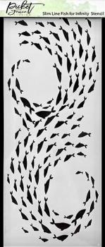 Picket Fence Studios Slim Line Fish for Infinity 4x10 Inch Stencil - Schablone
