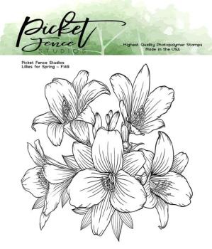 Picket Fence Studios Lilies for Spring 4x4 Inch Clear Stamps (F-149)
