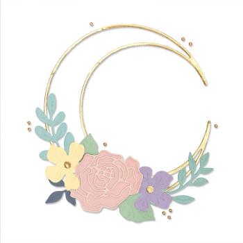 Sizzix Thinlits Craft Die - Floral crescent moon frame - Blätterkreis