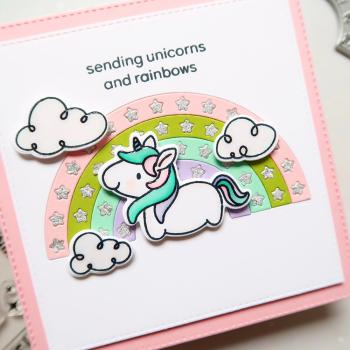 Heffy Doodle Fluffy Puffy Unicorns   Clear Stamps - Stempel 