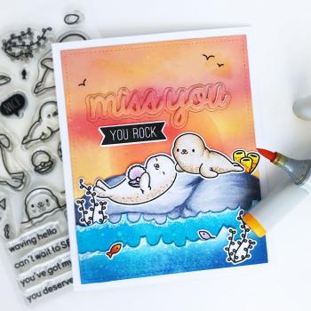 Heffy Doodle Bold Banner Sentiments   Clear Stamps - Stempel 