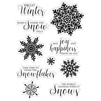 Crafters Companion - Glittering Snowflakes A6 - Chase The Sno - Clear Stamps