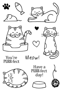 Janes Doodles "Cats" Clear Stamp - Stempelset