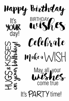Janes Doodles " Birthday Wishes" Clear Stamp - Stempelset