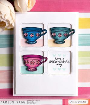 Janes Doodles " Brew-Tea-Ful" Clear Stamp - Stempelset