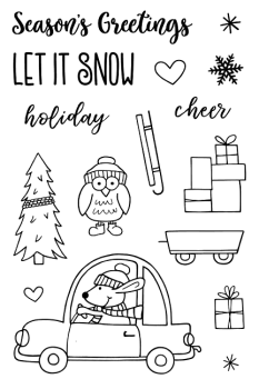 Janes Doodles " Driving Home For Christmas" Clear Stamp - Stempelset