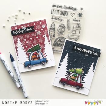 Janes Doodles " Driving Home For Christmas" Clear Stamp - Stempelset