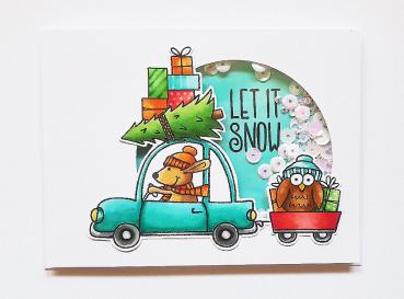 Janes Doodles " Driving Home For Christmas" Clear Stamp - Stempelset