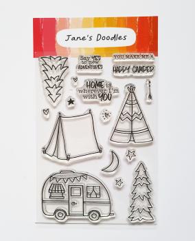 Janes Doodles " Happy Camper" Clear Stamp - Stempelset