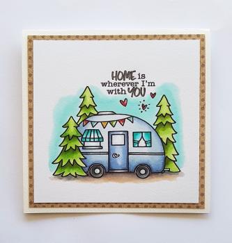 Janes Doodles " Happy Camper" Clear Stamp - Stempelset