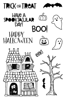 Janes Doodles " Haunted House" Clear Stamp - Stempelset