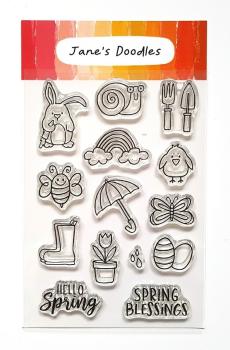 Janes Doodles " Spring Icons" Clear Stamp - Stempelset