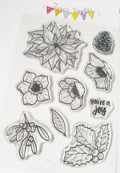 Janes Doodles " Winter Florals" Clear Stamp - Stempelset