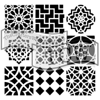 The Crafters Workshop Moroccan Tiles   Stencil - Schablone 12x12"