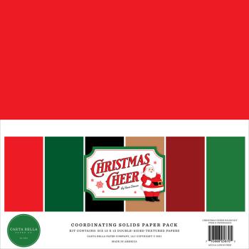 Carta Bella "Christmas Cheer" 12x12" Coordinating Solids Paper Pack