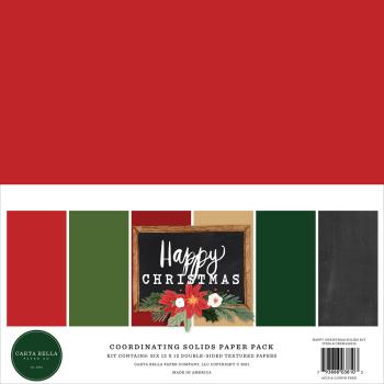 Carta Bella "Happy Christmas" 12x12" Coordinating Solids Paper Pack