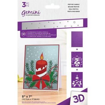 Gemini Festive Candle 3D Embossing Folder & Stencil - Prägefolder & Schablone