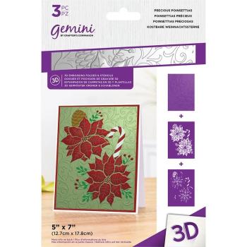Gemini Precious Poinsettias 3D Embossing Folder & Stencil - Prägefolder & Schablone