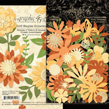 Graphic 45 "Flower Assortment Shades of Yellow & Orange" Chipboard - Sticker