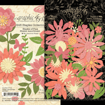 Graphic 45 "Flower Assortment Shades of Pink" Chipboard - Sticker