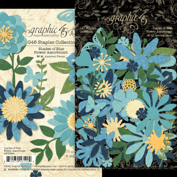 Graphic 45 "Flower Assortment Shades of Blue" Chipboard - Sticker