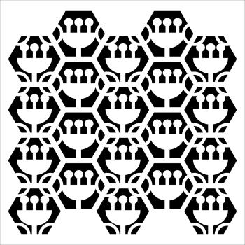 The Crafters Workshop Tulip Hexagons   Stencil - Schablone 12x12"